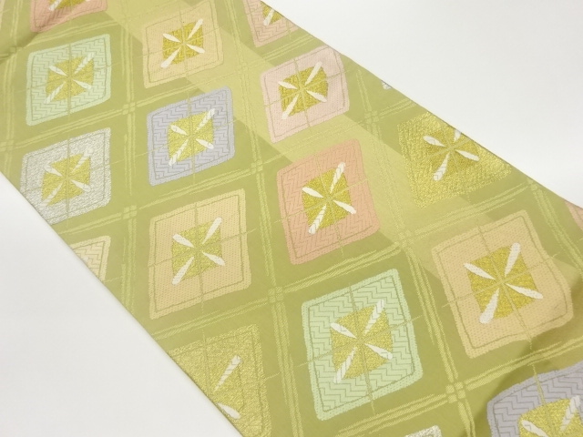 JAPANESE FUKURO OBI / KARA-ORI / WOVEN RHOMBUS FLOWER